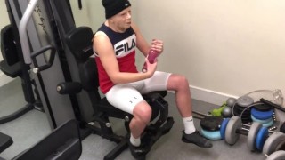 I'm filmed by CAMERA at the GYM ** getting my COCK OUT **