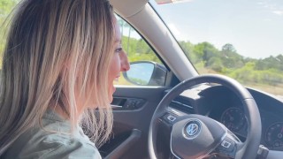 POV MILF foot tease and Handjob while driving