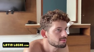 Slender Cute Boy Sees This Hot Latin Macho Naked And Gets Invited To Take His Cock Deep In His Butt