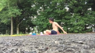 I had high intensity sex training with a fuck buddy in a park near the Tokyo Olympic venue!③【Spanked