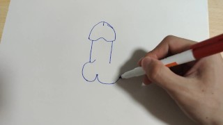 Draw an illustration of a dick. Then write a word that means dick in Japanese.