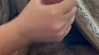 My girl jerking me off in the living room. Had to hide it from the neighbors haha