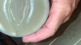 CLEAR FLESHLIGHT FAKE PUSSY FUCK, SHOWER SEX SCENE, CUM ON PUSSY, LICK UP CUMSHOT FROM FAKE PUSSY
