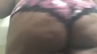 Ebony BBW showing off her big ass and tits for sugar daddy 