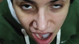 Quickie! Blowjob, open mouth mouthful, cumplay and swallow!