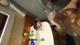 Girlfriend drinks her own pee from bottle