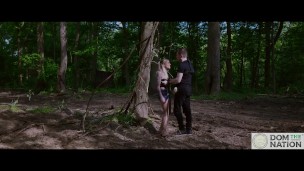 Submissive hottie Rory Knox gets tied to a tree for face fucking, piss, and ass eating in the forest