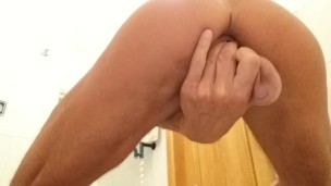 Self fuck in a shower and cum lots