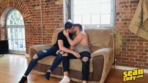 Sean Cody - Jake Surf & Marco Braid Undress As They Kiss On The Couch & Suck Each Other's Cocks