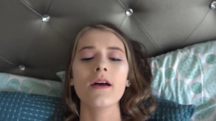 18 year old schoolgirl gets pussy eaten, sucks cock and gets fucked (POV) Meloni Moon