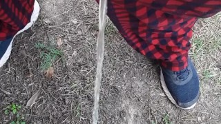 Outdoor fast pissing with neighbor in her yard