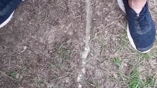 Pissing into the wind during a summer storm splashing all over me