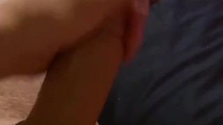 Stroking myself with precum