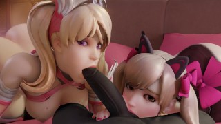 Mercy (Pink Skin) & D.Va (Black Cat Skin) Animation 1 [Unofficial Black Edit]