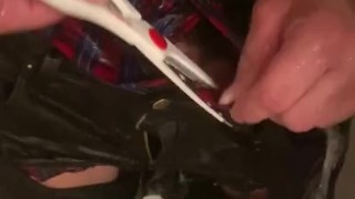 Pissing while ripping my clothes up in the shower 