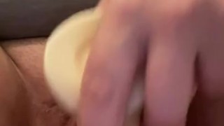 Stretching my pussy out with my fat dildo 