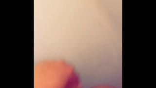 Pregnant horny MILF sucks and fucks dildo in shower💦