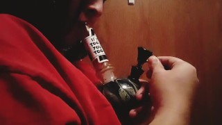 Late night smoke sesh trying to be quiet Arab BBW 