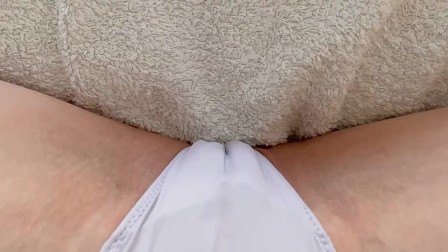 Close up wet pussy play with panties to the side
