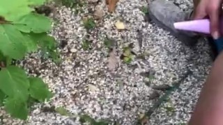 She took a piss outside using her Go Girl STP Device & her dripping wet pussy is dried with my cock