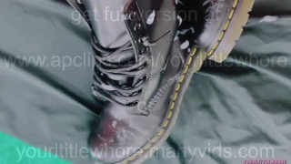 girlfriend's cum stained doc martens gets even more cummed. Sex on doc martens boots