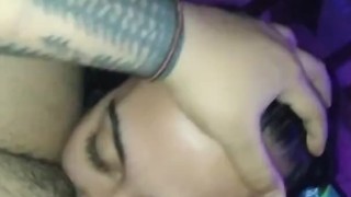 Licking wet pussy before bed