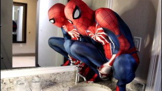 spiderman insomniac hotel jerk off and cum