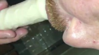 POV Solo male using a Cock Sleeve / FTM Packer Device in the shower to go Pee