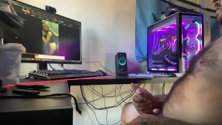 Boyfriend jerking off while watching porn 