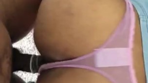 Ebony Step sister sexy girlfriend let me fuck in her pink panties