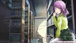 Chica en la biblioteca audio