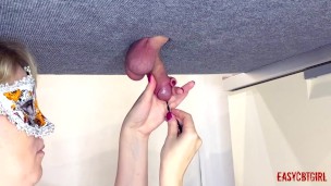 Mistress explores and plays with the foreskin and urethra of a slave EasyCBTGirl
