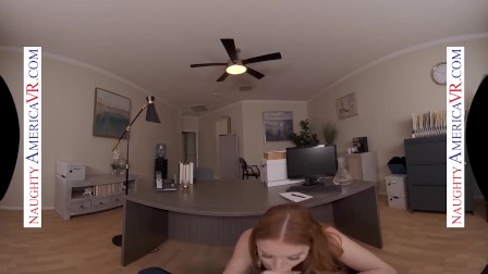 Naughty America - Your redhead babe employee Madison Morgan fucks you in the office!!