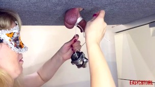 Mistress plays with the slave's dick and hangs weights on him EasyCBTGirl