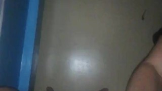 Handjob sniffing feet. Angle 1