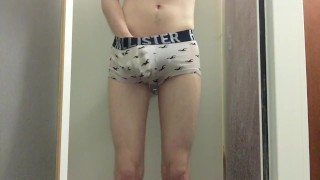 Desperate College Twink Pissing His Tight White Trunks