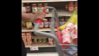 Bbw candid at store with see through thong 