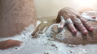 Вelly button play. Hairy belly of a bear.
