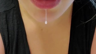 Mouth full of cum
