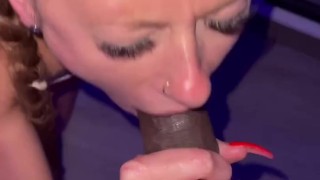 Petite slut swallows 13in black cock on rooftop @ swinger resort