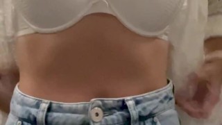 Girl pissing and playing in the night club toilet