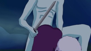 Moon Elf Fucks Dark Elf Rough at Sword Point Outside in Field At Night Hentai Cartoon Animation