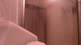 Jerking off my throbbing hard dick in the shower! huge cumshot! so horny