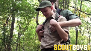 ScoutBoys - Hot hung Scoutleader barebacks cute hairless scout in wood