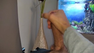 Handjob From Hot Amateur Guy With Big Cock, Shoots At The Door