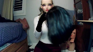 Night of Masks Part Jill! A lonely girl plays with herself and her female doll mask Jill...