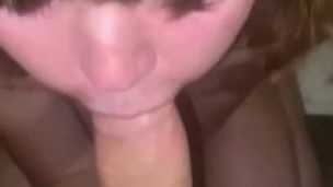  British teen cutie gives sloppy blowjob and gets a big facial afterwards