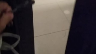 Gay cruising cock in public bathroom