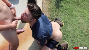 SEXY Uncut British Repairman Drew Dixon gets Dicked Down RAW by the pool
