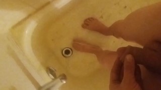 Pacing Naked And Barefoot Peeing On My Foots, In A Bathtub